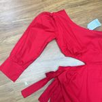 NWT Red One Shoulder Cut Out Side Wraped Tie Long Sleeve Bodycon Sz One Size Photo 4