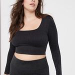 Aerie NWT Offline Black Size M Seamless Cable Square Neck Crop Top Gym Active Photo 1