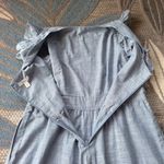 1901  Nordstrom Ruffle Sleeve Crop Wide Leg Romper Cotton Chambray Blue Size 14 Photo 4