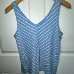 Loft Women's XS Tank Top Blue White Striped Sleeveless Linen Blend Casual V Neck Photo 0