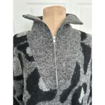 RD Style  Conscious Women's 1/4 Zip Gray Black Animal Print Wool Blend Sweater M Photo 1