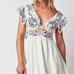 Free People  Rambling Roads Mini Dress Linen Blend Size Small NWT Photo 0