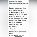 Becca blue crocheted like split leg coverup pants size small Photo 15