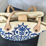 Brighton  Mattie off white with a blue Embroidery design Tote Bag​​​​​​​​​ Photo 6