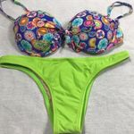 Recco Size Large brazilian bright floral print bikini. New With Tags. Green Photo 0