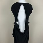 MSK Dress Womens 14 Black Cowl Neck Sheath Draped Waist Beaded Cap Sleeve Knee Photo 10