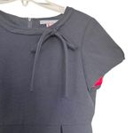 Orla Kiely Black Wool Short Sleeve Pleated Knee Length Sheath Dress Size 3 Photo 3