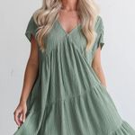 Dress Up Olive Tiered Mini Dress Photo 0