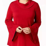 Alfani  women’s Medium cowl neck & long bell sleeves red pullover sweater​​​​ Photo 0