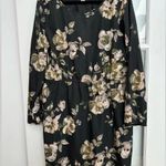 J.Crew Black Watercolor Floral Long Sleeve Tulip Hem Wrap Dress Size 18 Photo 12