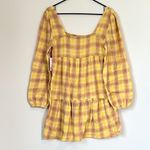 BP NWT  Yellow Plaid Long Sleeve Mini Dress - Size: XS Photo 1