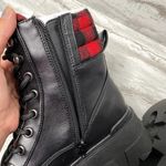 Marc Fisher  Aboli Plaid Trimmed Boots Lug Sole Lace-Up Hiker Booties Black Photo 4