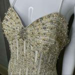 Nwot prima Donna platinum collection rhinestone beaded sleeveless long dress wi Silver Size 6 Photo 2