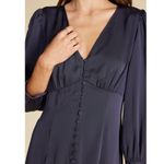 Amour Vert Aurelie Stretch Silk Bustier Midi Dress in Night Sky Blue Photo 3