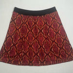 prAna XS Boho Paisley Print A-Line Skirt Red Orange Pink Stretch Waistband Photo 0