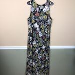 Loft  Women’s Floral Print Multicolor Defined Waist Leg Slits Tank Maxi Dress Photo 4