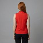 Tory Burch Red Orange Ruffle Sleeveless Polo Top Medium Polyester Blend Photo 3