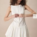 RIHOAS Women's White Boat Neck Jacquard Cotton Mini Dress 3 Size XL Photo 2