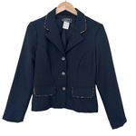 City Triangles Vintage Black Blazer Leopard Piping Sz S Photo 0