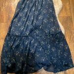Patrons of Peace  Maxi Dress Size Large Navy Blue Floral Spaghetti Strap Flowy Photo 4