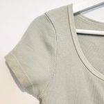 Brandy Melville John Galt  Zelly Ribbed Button Front Cropped Blouse Top Green Photo 2
