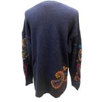 Christina Navy Blue with Bright Colored Paisley Pattern Crewneck Long Sleeve Han Size L Photo 10