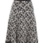 CAbi Skirt Black White Elastic Lace Floral Embroidered Size S Small Stretch Photo 0