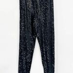 Commando  Black Sequined Stretch-Jersey High Waisted Leggings Size M Photo 2