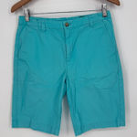Vineyard Vines Chino Shorts Womens 18 Aqua Blue Cotton Logo Flat Front Outdoor Photo 0