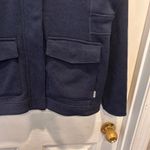 Eddie Bauer  Womens Navy Blue Knit Full‎ Zip Utility Jacket Large Sweater Fleece Photo 4