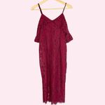 Boohoo Jess Lace Open Shoulder Dress Midi Berry NWT New Cocktail Straps Bodycon Photo 10
