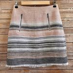 Loft Skirt Women’s Size 2 Striped Tweed Fringe Hem Mini Photo 0