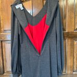 NWT B Michael America Red Women’s V Neck Puffy Long Sleeve Grey Midi Dress 12 Gray Photo 2