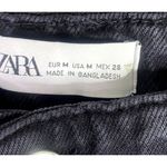 ZARA  Relaxed Fit Straight Leg High Rise Raw Hem Jeans Pockets M Black #3193 Photo 5