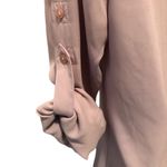 EXPRESS Portofino Original Chiffon Blouse Roll Tab Sleeve XS Lt Creamy Mocha Photo 2