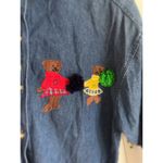 VTG 90s Denim Shirt Dark Wash Cotton Cheerleader Bears Size Large Embroidery Blue Photo 6