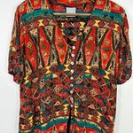 Vtg Rabbit Rabbit Top Womens 14P Button Up Folk Artsy Boho Tribal Earthy Indie Photo 0