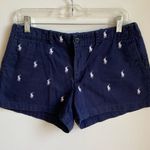 Ralph Lauren VTG  Sport All Over White Embroidered Pony Navy 100% Cotton Shorts Photo 0