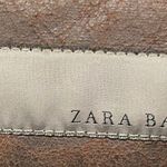 ZARA Fur Collar Zipper Brown Leather Jacket Photo 1