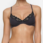 SKIMS  SZ 32C Fits Everybody Lace Unlined Demi Bra Underwire Stretch Black Onyx Photo 0