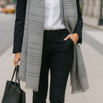 J.Crew Striped Scarf Fringe Oversize Wrap OS Travel Fall Winter Academia Preppy Photo 0