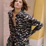 Topshop Camo Blouse Collared Split Hem NWT Photo 0