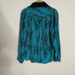 Yumi Kim  Blue Animal Print Button Down Silk Blouse Small Photo 4