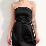 Theory HPš Black Strapless Satin Bubble Dress Photo 0