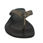 Tory Burch  Thora 2 Leather Thong Sandals Pewter Metallic Tumbled Snake Print 7 M Photo 1