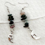 Celestial Moon Dangle Earrings, Moon Charms Boho Drop Earrings Silver Photo 0