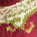 Vintage 90s Hand Knit Victorian Cottage Sweater Small Oversized Chunky Fall Red Photo 7