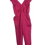 Strut & Bolt Strut‎ & Bolt Pink Ruffle V-Neck Sleeveless Jumpsuit Women's M Jogger Photo 0