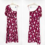 La Maison Talulah Cannes Burgundy Floral Print One Shoulder Midi Dress Size M Red Size M Photo 1