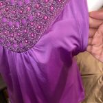 Iz Byer 2000s vintage style whimsical purple beaded sparkly neckline blouse Photo 5